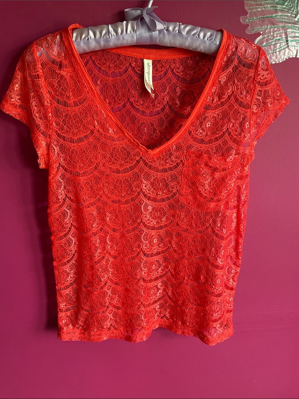 Aeropostale Lace V-Neck Camisole Top